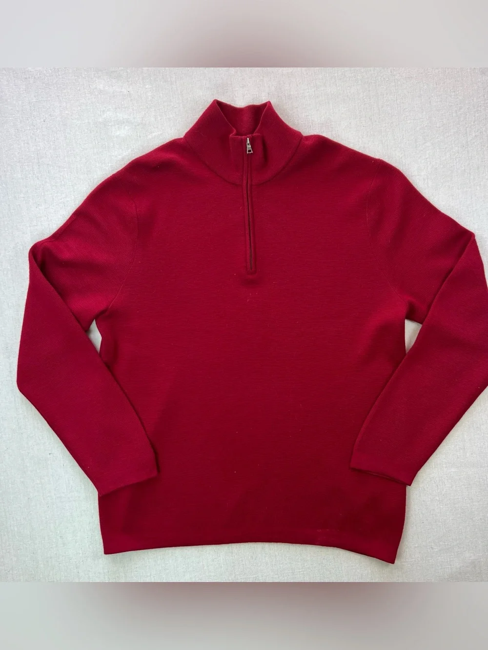 Banana Republic Red Men's 1/4 Zip Long Sleeve  Preppy Classy Sweater - XL